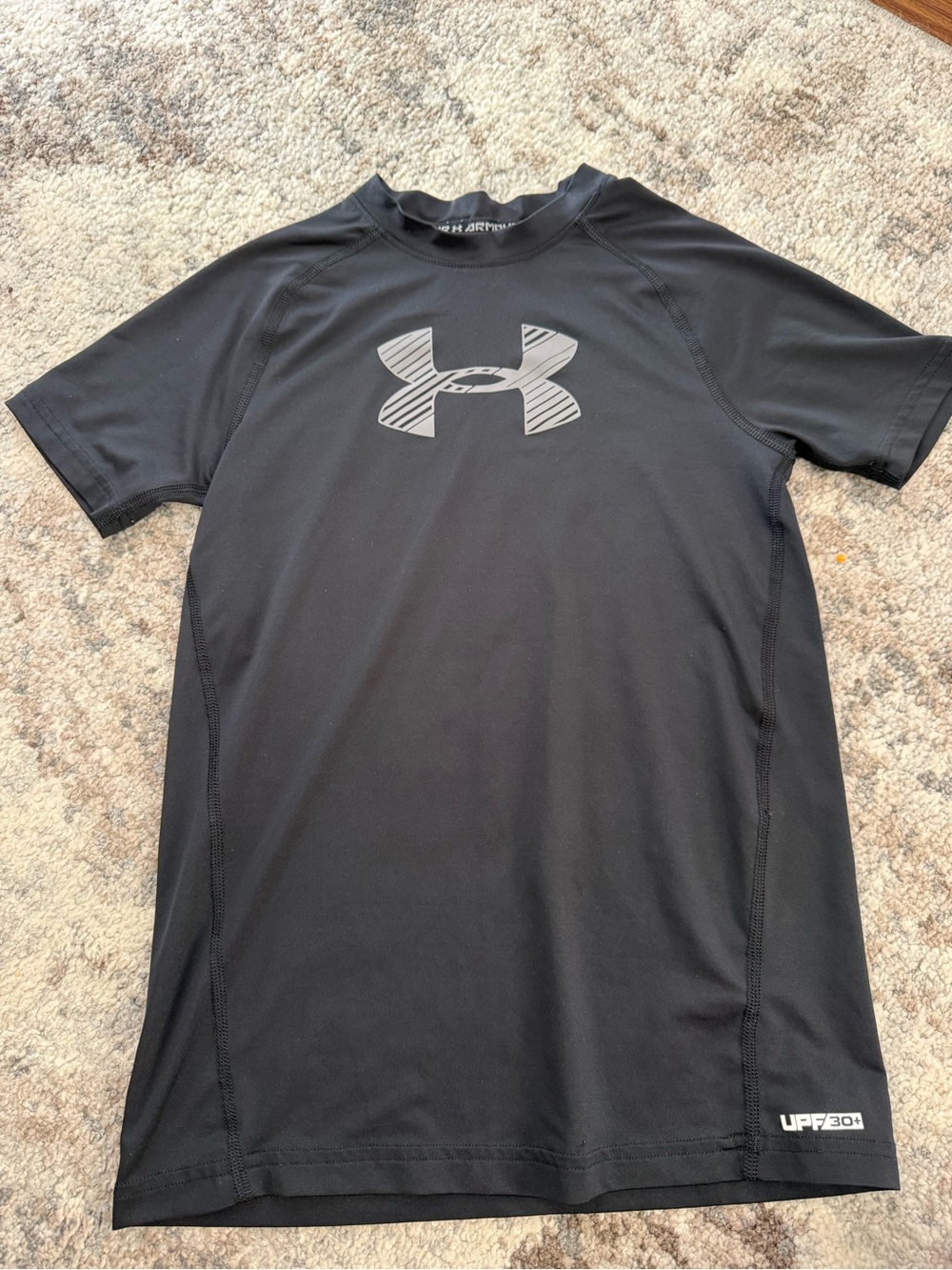 Under Armour Boys Black HeatGear Short Sleeve Swim Shirt